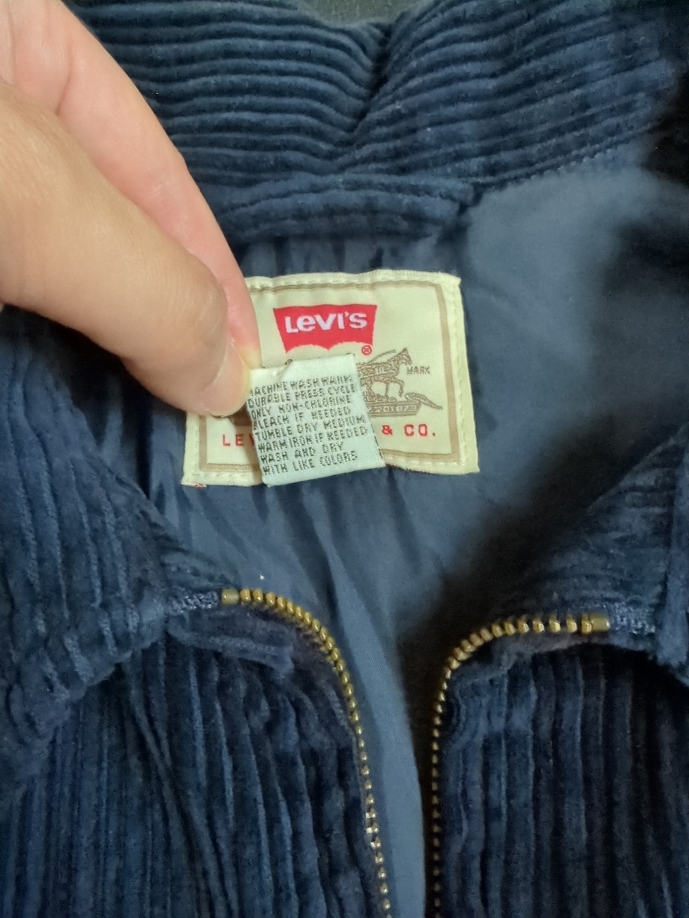 Rare Vtg Levi's Corduroy Navy Zip-up Jacket Oversized XL - Picture 7 of 10
